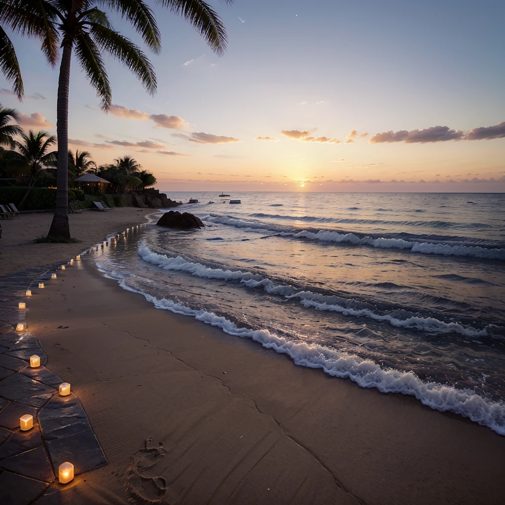 Beautiful sunset , day time,beautiful sky,beach back ground clearly water , Luxury 6 stars hotel,bigest pool,full of stars