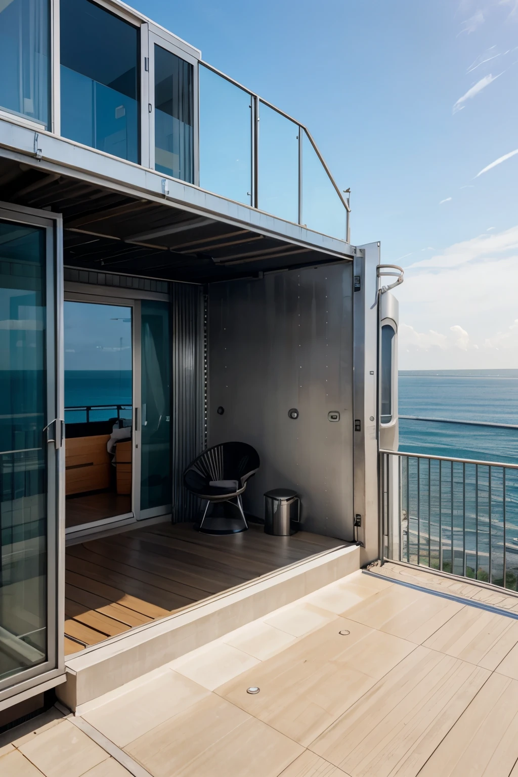 Balcony design,Futurism,industrial style,Sea view,conceptualization,Small space,Drying function