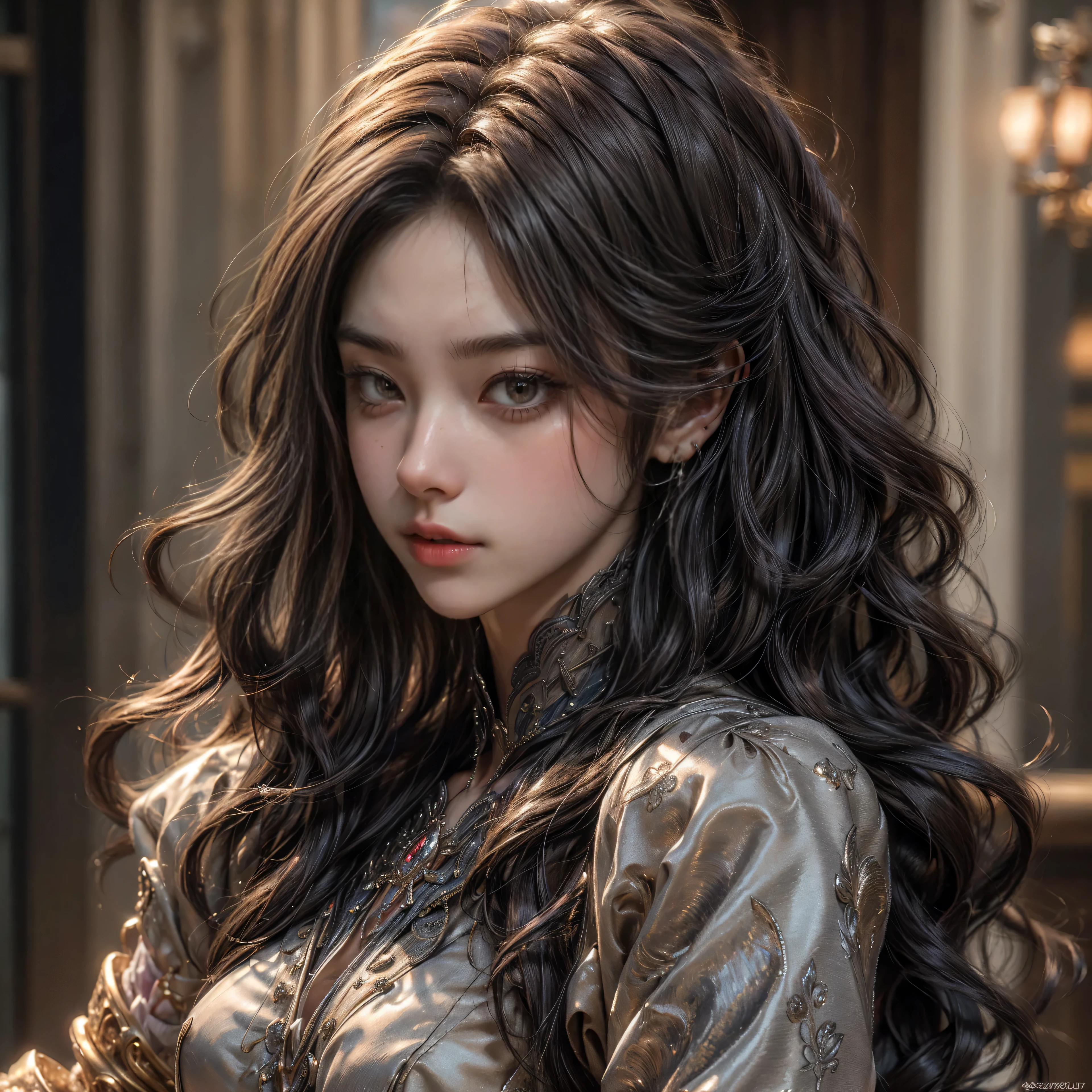(highly detailed body, highly detailed face, best quality:1.2) ,A Woman, look at viewer, high detailed face, beautiful color, magnificent quality, detailed eyes, detailed face, detailed hair, accurate face, accurate hair, Queen's suit