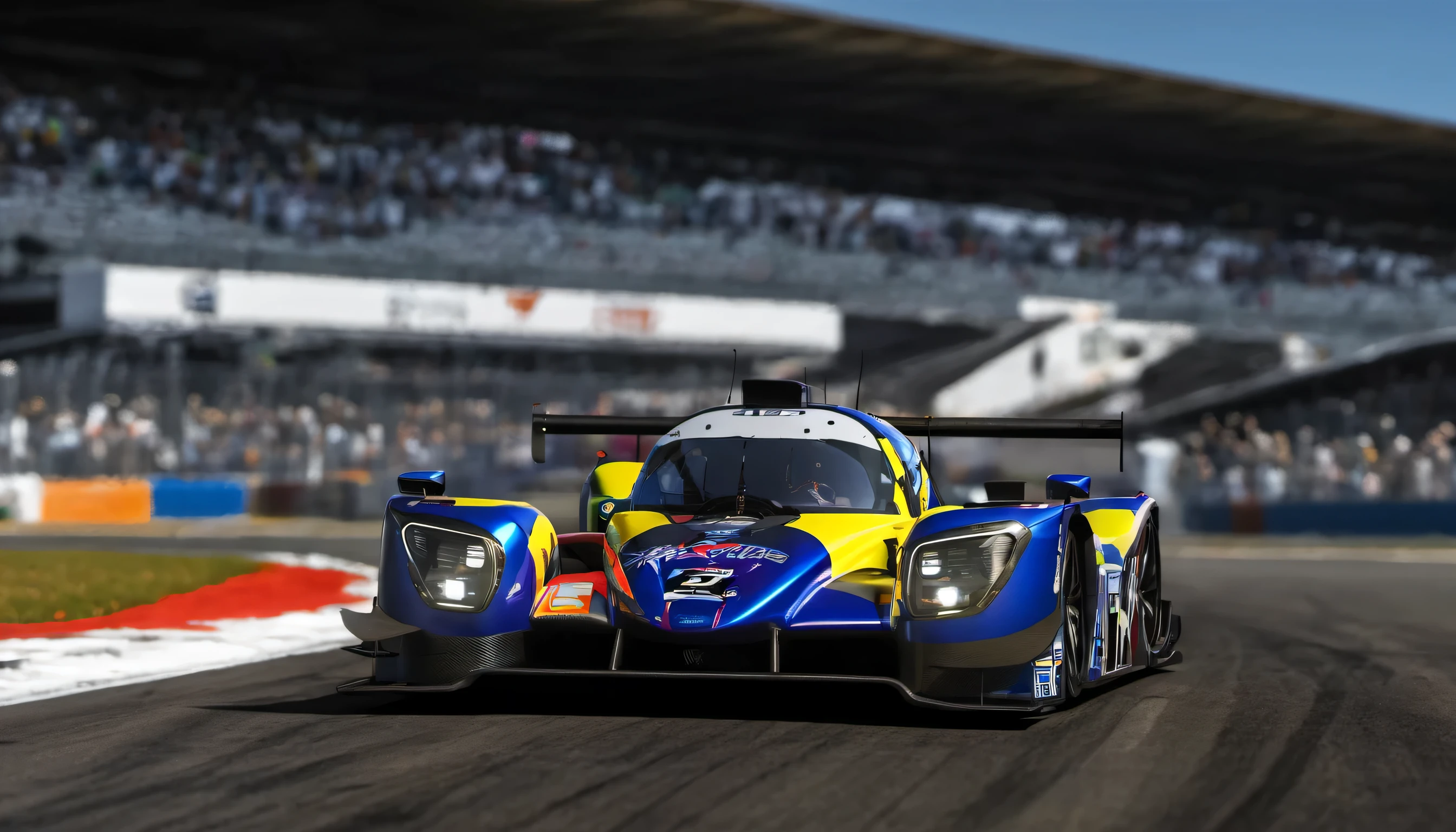 (masterpiece, best quality:1.2), lmp3, le mans, grand stands, very far shot, 8k, UHD, award winning, super quality, highly detailed, ray tracing, retina, cinema lighting