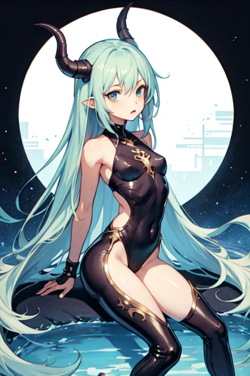 Anime Characters,Round Face,long hair,big eyes,Dragon Horn,Dragon scale clothing,Petite