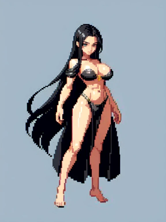 (masterpiece, top quality, best quality), pixel,pixel art,1women,big chest,long black hair,full body, 
 