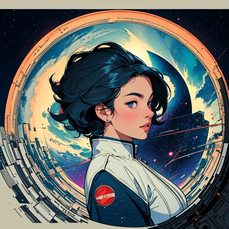 (((32k))),(((最OK质量))),(perfect woman),the 60&#39;s,1970s,80&#39;s,old movie poster,vintage,High quality,Bauhaus,Abstract,Space thriller movie poster,Futurism,shape,OK,universe,galaxy,satellite,Mechanical,Geometric patterns,meteor,meteorite,planet,Very subtle,universe飛OK士,Milky Way,Large Breasts,cleveage,rainbow,