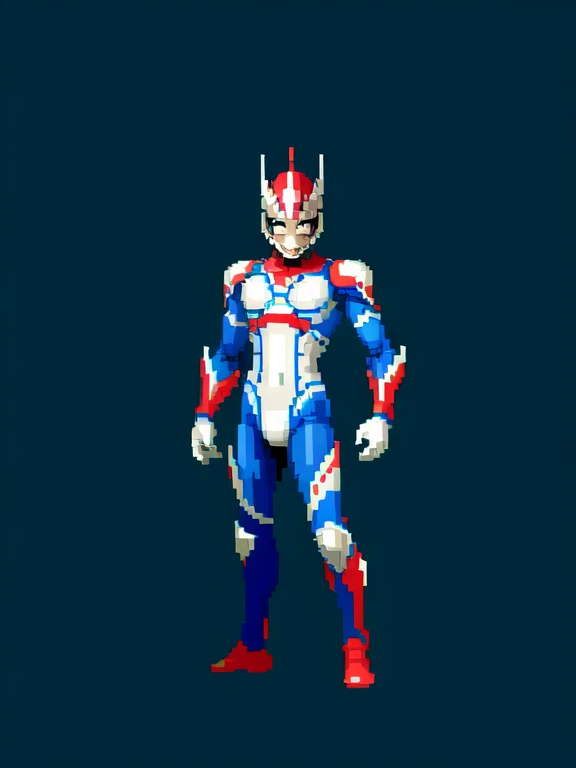 (masterpiece, top quality, best quality), pixel,pixel art,1boy,ultraman,full body,