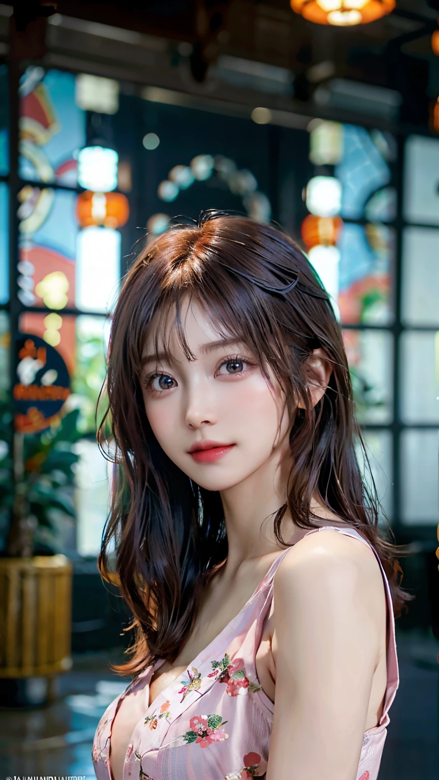 best quality, masterpiece, high_res, 1girl, hair ornament, necklace, jewelry, Beautiful face, tyndall effect, photo realistic, rim lighting, two tone lighting, (high detailed skin:1.2), 8k uhd, dslr, soft lighting, high quality, volumetric lighting, candid, Photograph, high resolution, 4k, 8k, Bokeh, medium breasts, lingerie pijamas, nipple, absurdres, shirt, long wavy hair, hair on shoulder, short fang, red hair color