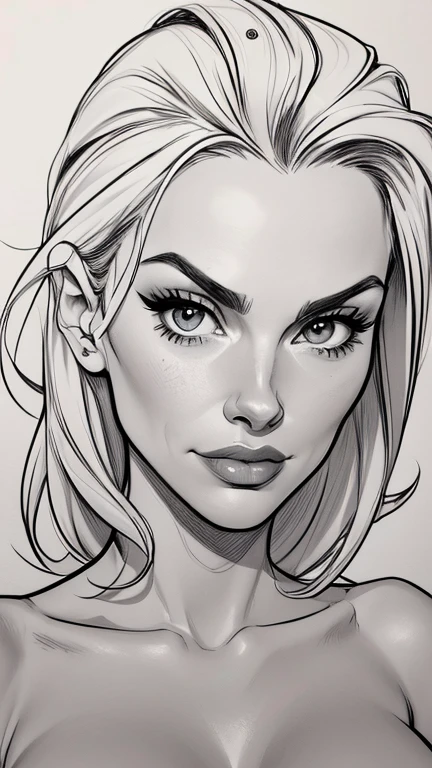 estilo de desenho animado:1.2), Michelle Pfeiffer s Mulher brasileira desenho ART Artline mulher fundo branco Imagem cartoon de uma mulher , roupas sensuais , garota super valente destemida , Ilustra??o estilo desenho animado, estilo de arte dos desenhos animados, estilo de arte dos desenhos animados, digital illustration style, design de personagens altamente detalhado, arte digital detalhada fofa, Fan art horror character design portrait, beautiful black and white digital illustration, retrato de alta qualidade, arte em quadrinhos, retrato do design do personagem, white background Busty without clothes and medium breasts female character cartoon style Michelle Pfeiffer in black and white