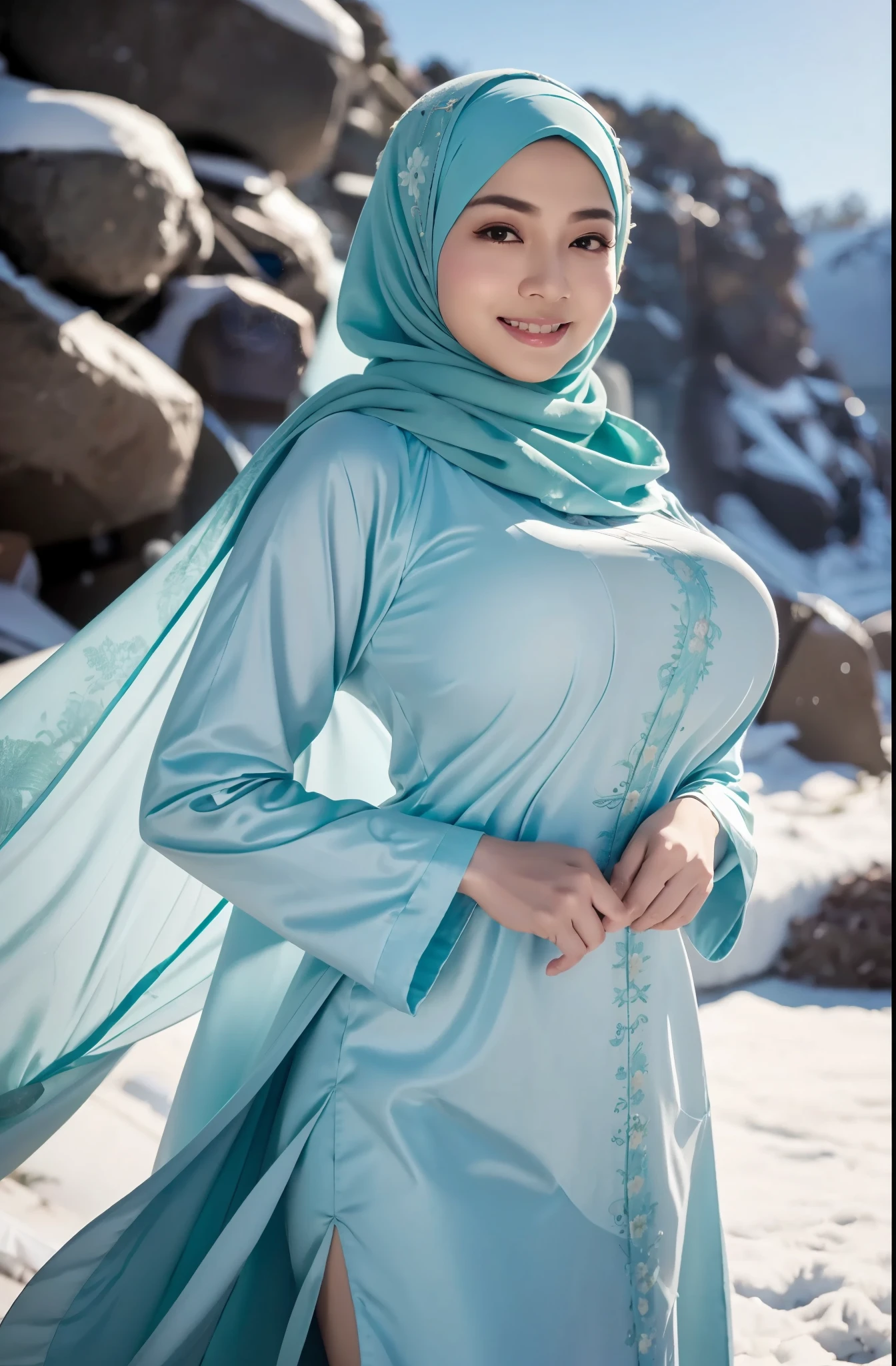 50 years Old, Hijab Indonesian mature woman, Big Tits : 66.9, Gamis, Breast out from her clothes : 1.9, at doctor office, Dark light, at Nighttime, masker
