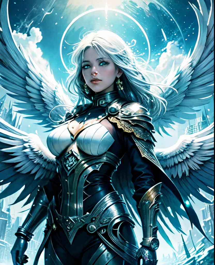 official art, Unity 8K wallpaper, Ultra Detailed, beauty and Aesthetics, high quality, beauty, masterpiece, best quality, Female Angel (Zentangle, Mandala, Tangle, Entanglement: 0.6),