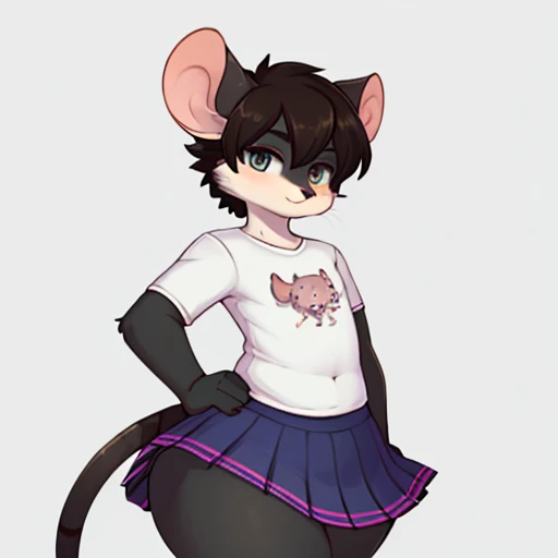 ((Anthro Rat Male gay)) , femboy , wide hips, wearing skirt , big hips , ((Best Quality of pupils )) ,cute Clothing  , Shirt , Rat tall