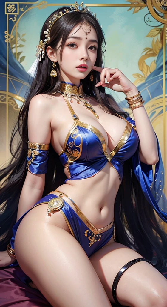 Une femme en sari posant pour une photo, Indian goddess, traditional beauty, Indien, beautiful goddess, Ornate Cosplay, en tailleur, Super mannequin indien, Belle jeune fille, femme magnifique, Asie du Sud-Est avec Long, Indien provocateur, magnifique belle femme, Tenue complexe, Hindu aesthetics, belle fille asiatique, Extremely detailed shot of the goddess, jaw dropping beauty, Big breasts deep neckline sexy navel