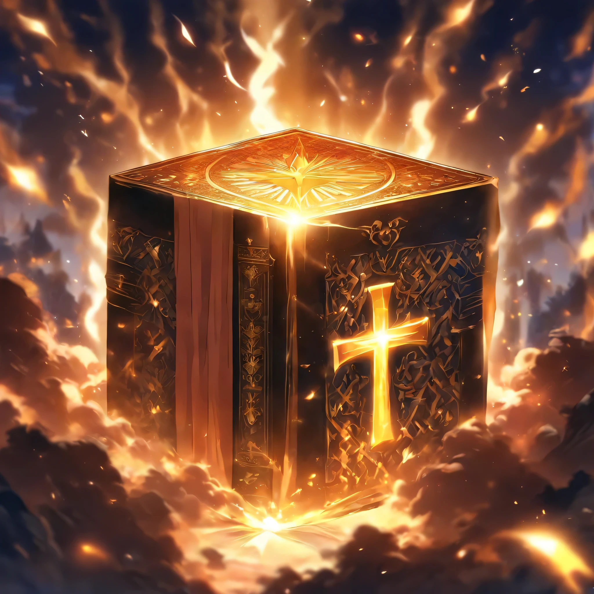Logo Holy Bible App, SACRED BIBLE, lindissima, Page opened to Psalm 91, capa com detalhes dourados e muita luz