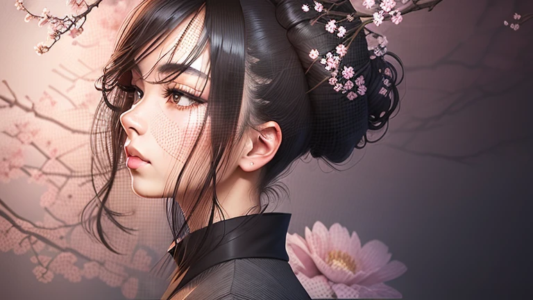 wood々And Mt.々A woman in a kimono standing in a field with flowers, Japonism 3d 8k ultra detailed, inspired by Koson Ohara, Beautiful digital artwork, The art of Japan style, inspired by Itō Shinsui, The art of Japan, Beautiful digital art, Pop Japonism 3d Ultra Detailed, Exquisite digital illustrations, Japanese Fantasy, Amazing digital illustrations