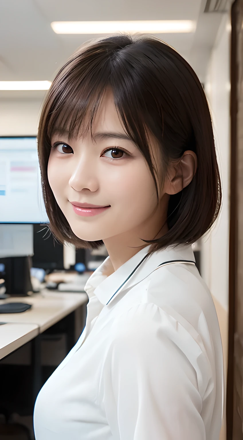 Highest resolution, 4K, Masterpiece: 1.3), A Japanese milf, Sexy: 1.1, fine eyes, Slender figure, Realistic teeth, double eyelids, full body, best quality, detailed, business suits, at the office, naked