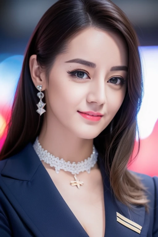 smile, large breasts , kglamour_magv2, skinny secretary dressed in navy blue retro Prosecutor uniform, (steampunk background:.4), masterpiece, breathtaking, dramatic composition, ultra realistic, 100mm, Fujifilm XT3, Canon50 DSLR, sharp focus, hyperrealism, highly detailed, crisp edges, micro skirt, very slim body, earrings, neclace, close-tp of face, cleavage, (thick eyeliner), (eye shadow),(red lips), blush, 