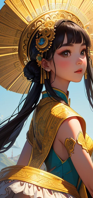 A girl dons a beautifully intricate China costume, her expressive face illuminated by the golden rays of sunlight in a close-up shot. The sunlight filters through, casting delicate shadows on her clear, clean features. Surrounded by a pristine, white background, she embodies an exquisite masterpiece in this ultra HD, high quality image.
Every detail of her costume – from the intricate patterns to the vibrant colors – is rendered with super detail, showcasing the epic works of artistic craftsmanship. The official art brings depth and authenticity, making this 8k wallpaper an exhilarating and immersive visual experience – strikingly detailed and textured,