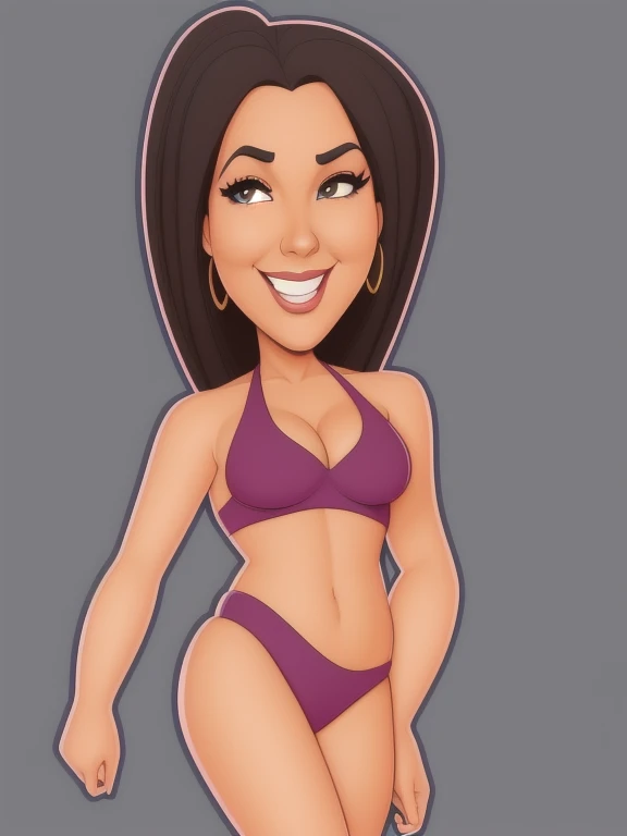 ((digital painting)), ((4k)), ((JIM EIDOMODE)), ((best quality)), cartoon woman in bikini with a big boo, digital cartoon art, cartoon art style , caricature, cel shaded:15, caricature illustration, in cartoon style, Latin, caricatura style, digital art cartoon, cel shaded!!!, show rendering, cartoon digital painting, caricature!!!, Illustration cartoon style, highly detailed cartoon, realistic cartoon, belly, caricature