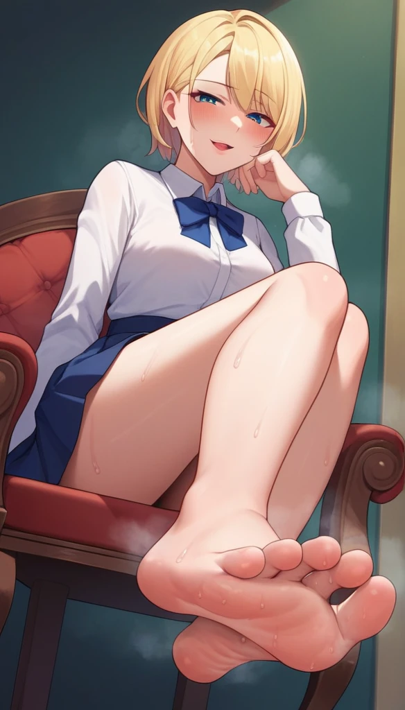 score_9, score_8_up, score_7_up, best quality, masterpiece, uncensored, source_anime
BREAK
1girl, holo , blonde, big body, big , smell, blush, solo, looking at viewer, foreshortening, sitting, sweatdrop, sweat, steaming body, open mouth, skirt, parted lips, chair, feet, soles, (foot focus:1.1), naughty face
