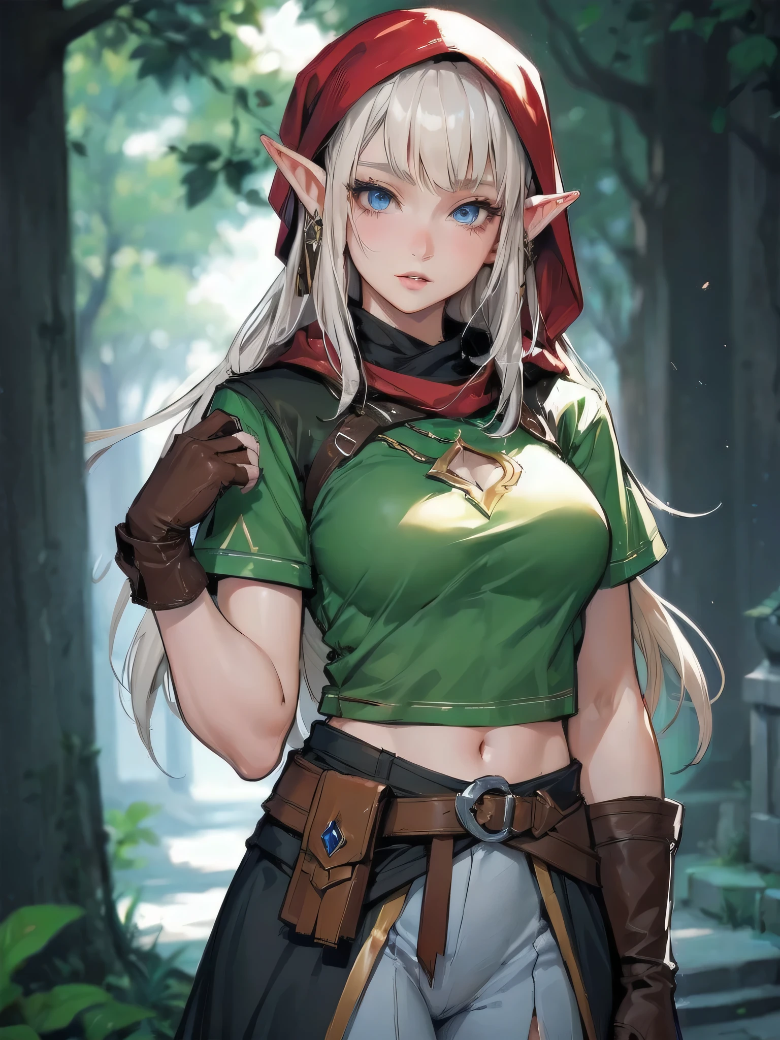 high quality,hd,16k,sharp line,1girl,fantasy,fem
ale elf,thief,beautiful hair ,cute face, large breasts ,nice legs,,focus girl,detailed beautiful face,detailed clothes,beautiful eyes,dynamic angle