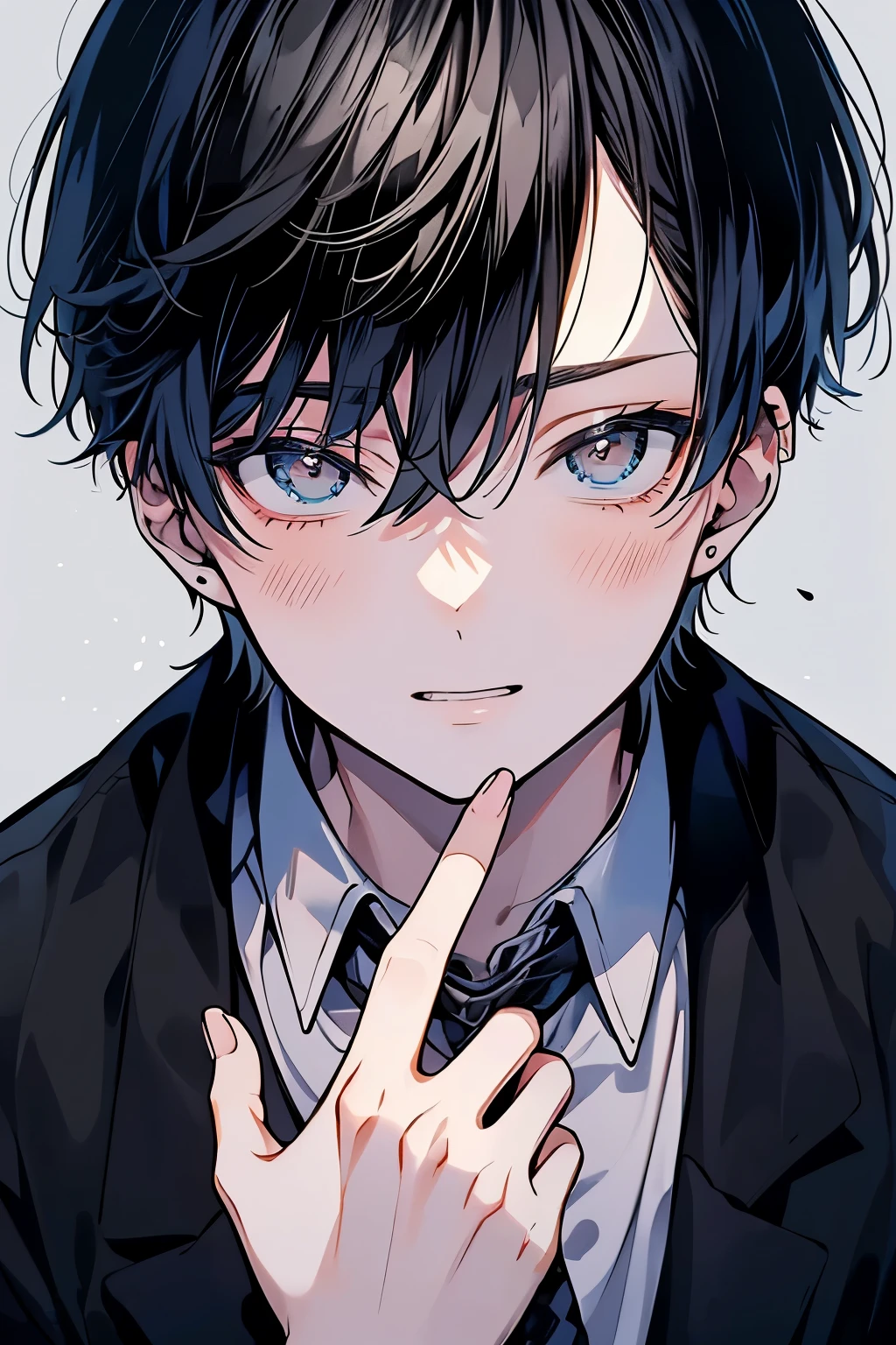 (Mastepiece), (Best Quality), Very detailed, ((Two friendly men)), Perfect Face, Beautiful Face, Very detailed顔，(Black-haired man:1.3)，(Grey-haired man:1.3)，suit，shirt