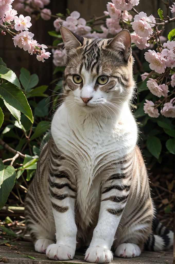 Kucing naik pohon sakura