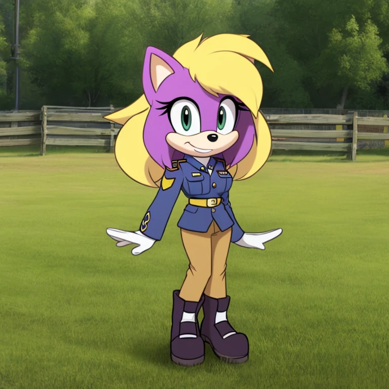 Sergeant, mobian, multi-colored hair, purple hair, yellow hair, female