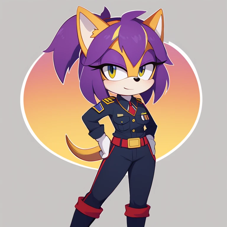 Sergeant, mobian, multi-colored hair, purple hair, yellow hair, female