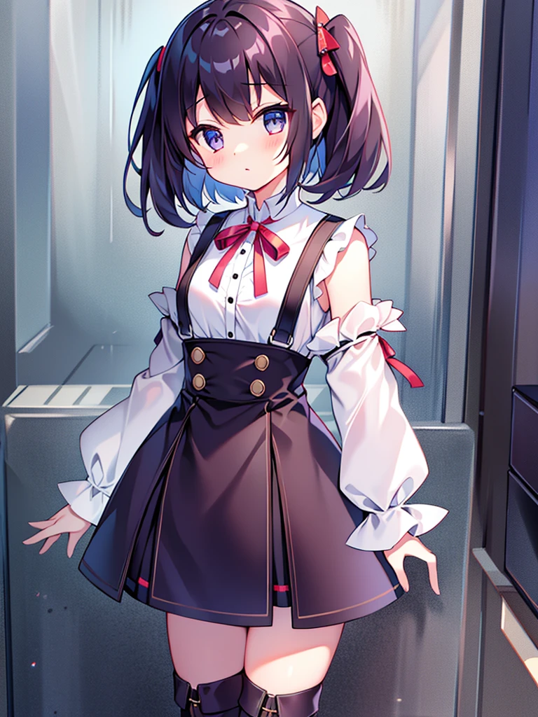 echo-san, bob cut, black hair, short sleeve,
High resolution,Sharp focus,(Super detailed,Very detailed),(Very detailed CG unity 8k wallpaper),(((Vibrant colors))),{best illustration},
Complex eyes,Beautiful Eyes,Symmetrical eyes,Big eyes:1.5,Seductive eyes,((complete anatomy)),Perfect Fingers,(Detailed body),(Detailed face)), cute,small breasts,
shiny 肌,very shiny 肌,Shiny body,plastic glitter 肌,exaggerated shiny 肌,illuminated 肌,
dress shirt, red suspender skirt, short sleeve, embarrassed, smile,
Red glamorous dress,
Cathedral shining in the morning sun,Huge stained glass,Massive Gothic,It's so shining,Spotlight,sparkle, light particles,Medieval European style,
