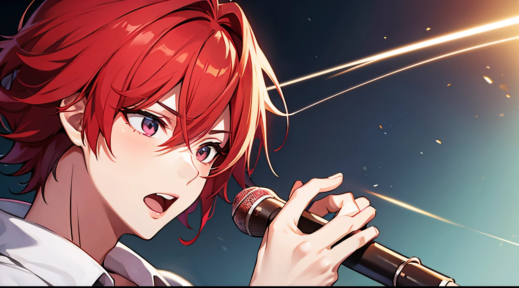 Anime characters、boy、Red Hair、Singing