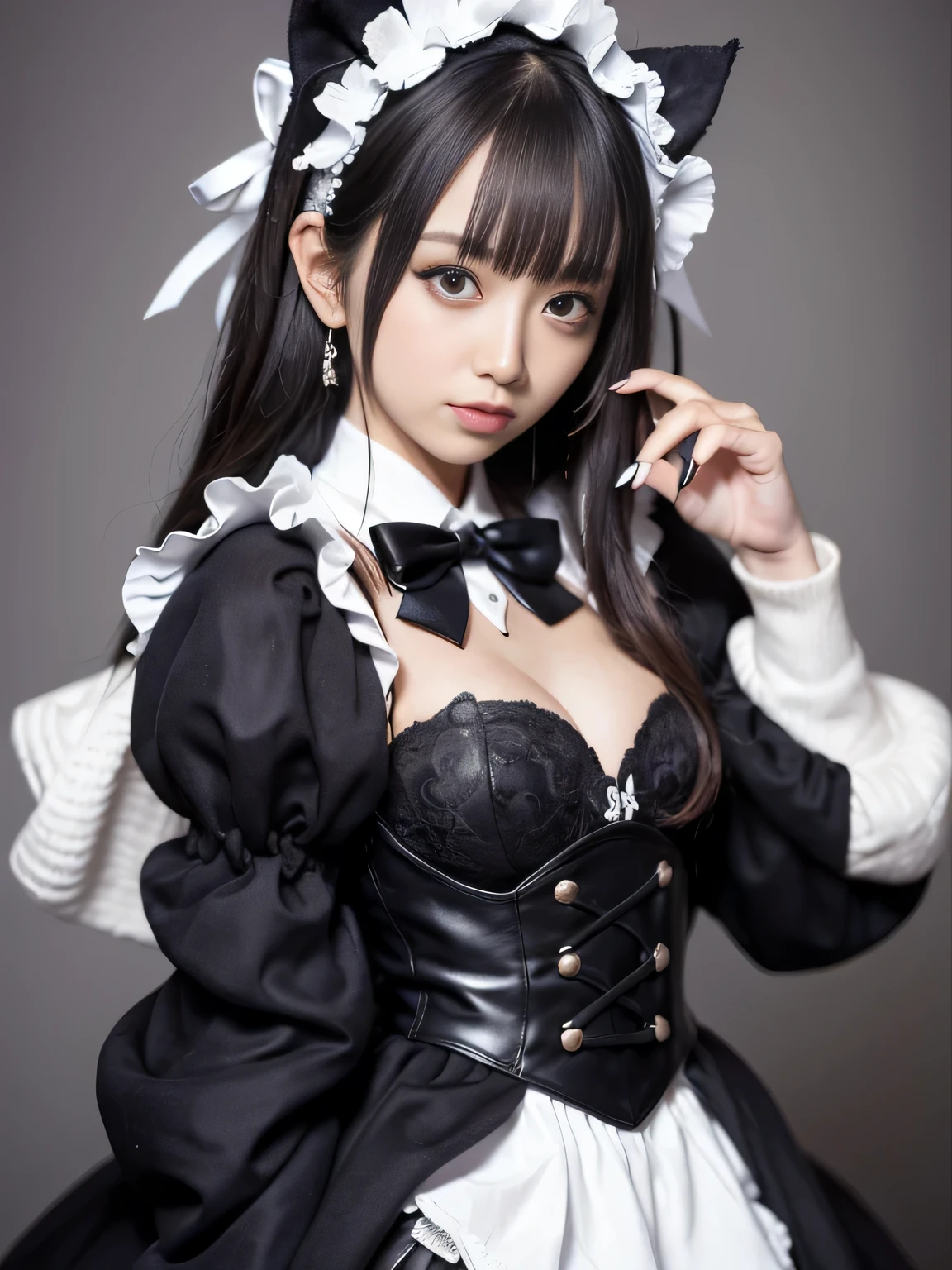 Gothic Lolita、White eye patch、Sty、Beauty、Black Hair、black eye、