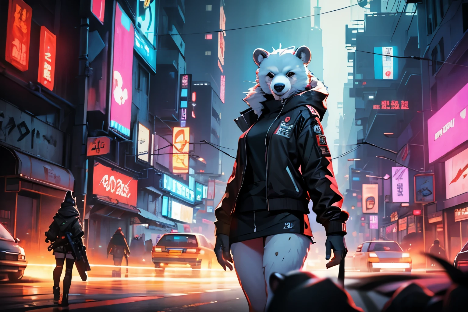 (create:1.8),Super Detail, high quality, High resolution,digital cyberpunk, (furry:1.4), (Polar Bear Girl)