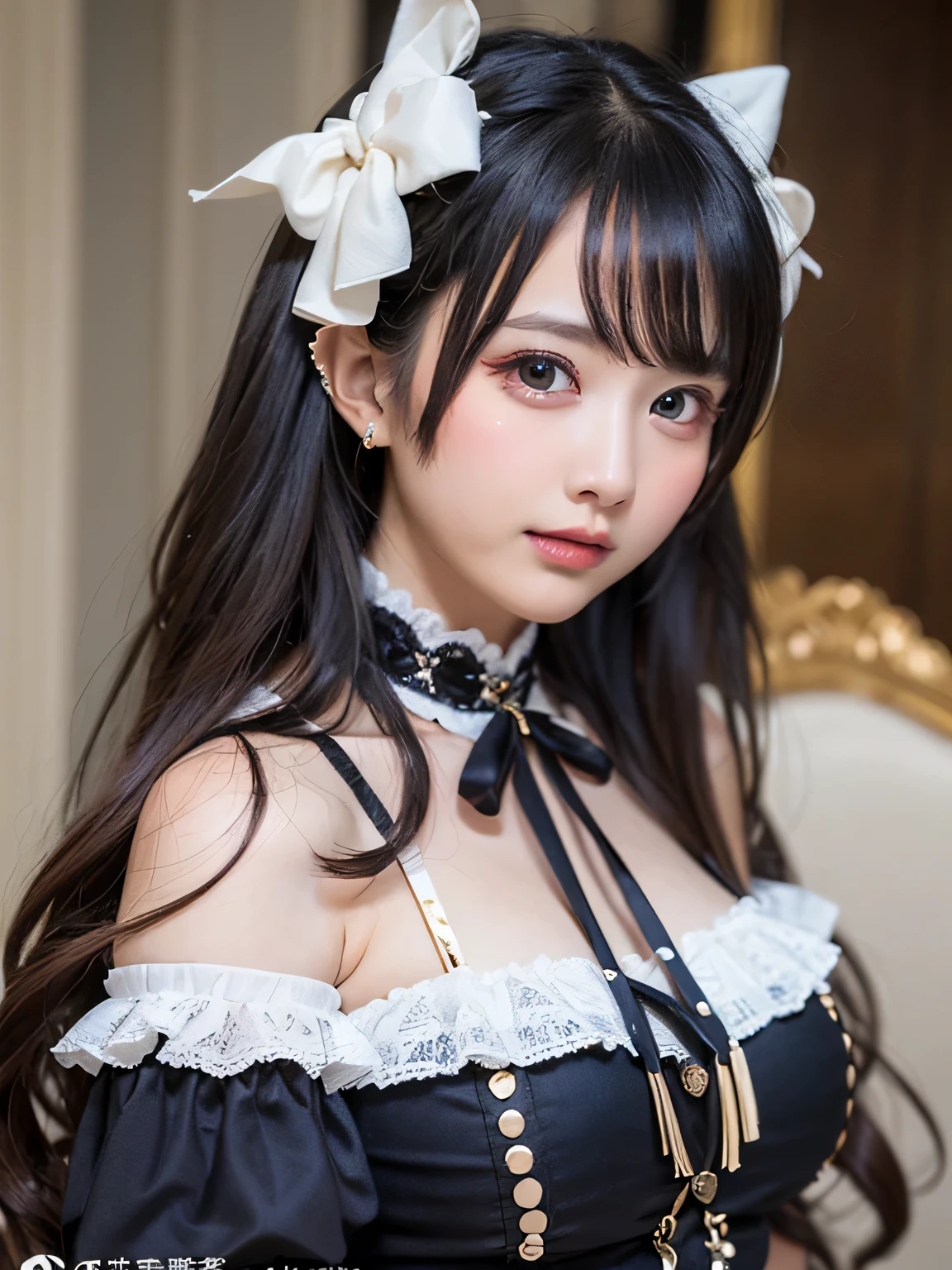 Gothic Lolita、White eye patch、Sty、Beauty、Black Hair、black eye、