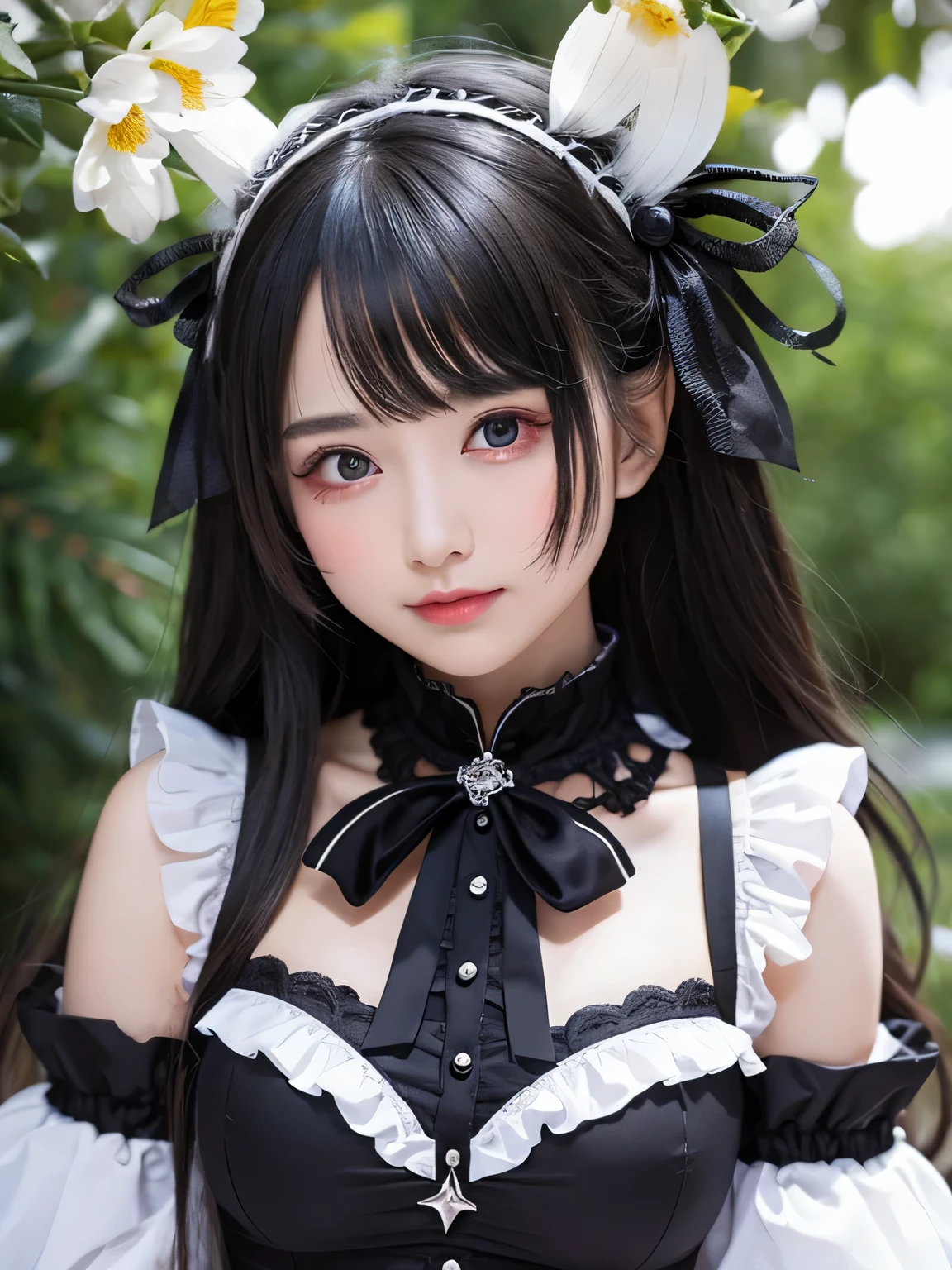 Gothic Lolita、White eye patch、Sty、Beauty、Black Hair、black eye、