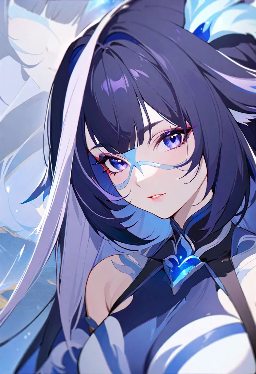 ((shylily)), a close up of a woman with a black scarf, a character portrait by Yang J, pixiv contest winner, fantasy art, beautiful character painting, artwork in the style of guweiz, the piercing stare of yuki onna, guweiz, flowing hair and long robes