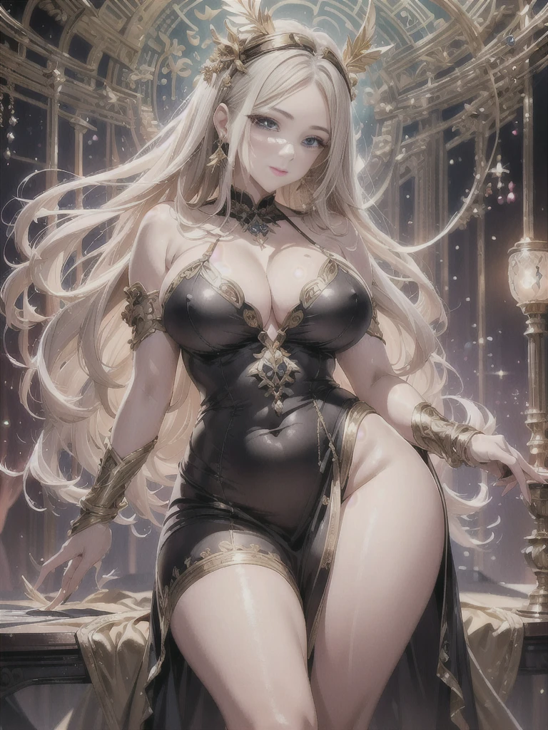 過去最高のmasterpiece、beautiful美しさ, 3D, rich, blonde, skirt, stockings, High heels, star、(Highly detailed CG Unity 8k wallpaper),(masterpiece), (highest quality), (Very detailed), (Best Work),(Best Shadow), (8K,Raw photo),Mature Woman、Sensual curves、お尻のmasterpiece, full body shot, beautiful女性, Captivating smile, Thick lips, Plump lips, Watching the audience, Provocative expression, beautiful髪型, Cleavage, Plump、Curvy Hips、Attractive face、Sexy Dress、An inviting gaze、Expressing emotions、(((Long dress)))、Gorgeous Accessories 、big breastsの女性, Golden Hair, colored feather, Metal ornaments, colored Flowers, particle, Light, (1 girl:1.3),(Fractal Art:1.1),(colorful:1.1)、(Flowers:1.3),Most detailed,(Tangled:1.2), (Dynamic pose), (Abstract background:1.3), (Shiny skin), (Many colors :1.4), ,(Earrings:1.4), (feather:1.4),masterpiece, highest quality, Very detailed, 30~40 years, full body shot, beautiful 、Various Hair Styles,Gold Headband,Ample breasts,Greek clothing,Tulle covers the chest area,Perfect balance, Costume details,cinematic Lighting, High Detail, Openwork decoration,(((colorfulな最高級ドレス)))、(((解剖学的に正しいbody))) ,big breasts,Cowboy Shot, (((1 girl))), Perfect Face, (((highest quality))), (Very detailed), detailed face and eye, (alone), High resolution、beautifuleye,(((Sexy pose)))、(((整ったbig breasts)))、((beautiful eye))、luxury、(((超High resolution)))、(((Detailed Description)))、(((ぽっちゃりbody型)))、(((解剖学的構造に一致したbodyの部位)))、beautiful長いまつ毛、バランスのとれたbody型,The legs and arms are just the right size.、Fishnet tights、glamorous、(((Clear white and black eye)))、lipstick、Sparkling、(Undistorted face, eye, body)、jewelry、gem、(長くカールしたbeautifulまつ毛)、(((バランス良いbeautiful胸)))、(transparent, Exquisite skin:1.2)、(((完璧なglamorousボディー)))、Actress's face、Super beautiful、Cute Smile、Healing beauty、Flower Shower、(((完璧なeye)))、realistic representation、Super sexy、Shiny、glamorous、double eyelids、Excellent shadow correction、(((ぼやけていないeye)))、(((Plump face)))、Cute face 、(((Shiny輝く肌))) 、(((華やかなLong dress)))、,(((手の込んだ装飾のLong dress)))、(((最高級のLong dress)))、Soft smile、Clear Eyes、(((wear a lace shawl)))、Wearing a dress、