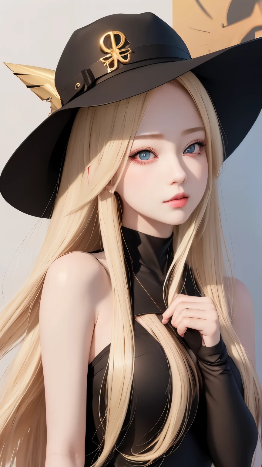 Blonde、Girl in black hat, Realistic Anime 3D 风格, Realistic Anime art style, Realistic Anime, Realistic Anime girl render, Artwork in the style of Guweiz, Surrealist anime, Realistic young anime girl, Beautiful anime portrait, Anime realism style, anime style. 8k, Detailed portrait of anime girl, Smooth anime CG art