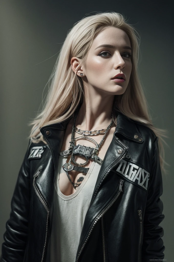 cute punk rock girl, mad max jacket, renaissance, cables on her body, hyper realistic style, oil painting, fantasy by Olga Fedorova