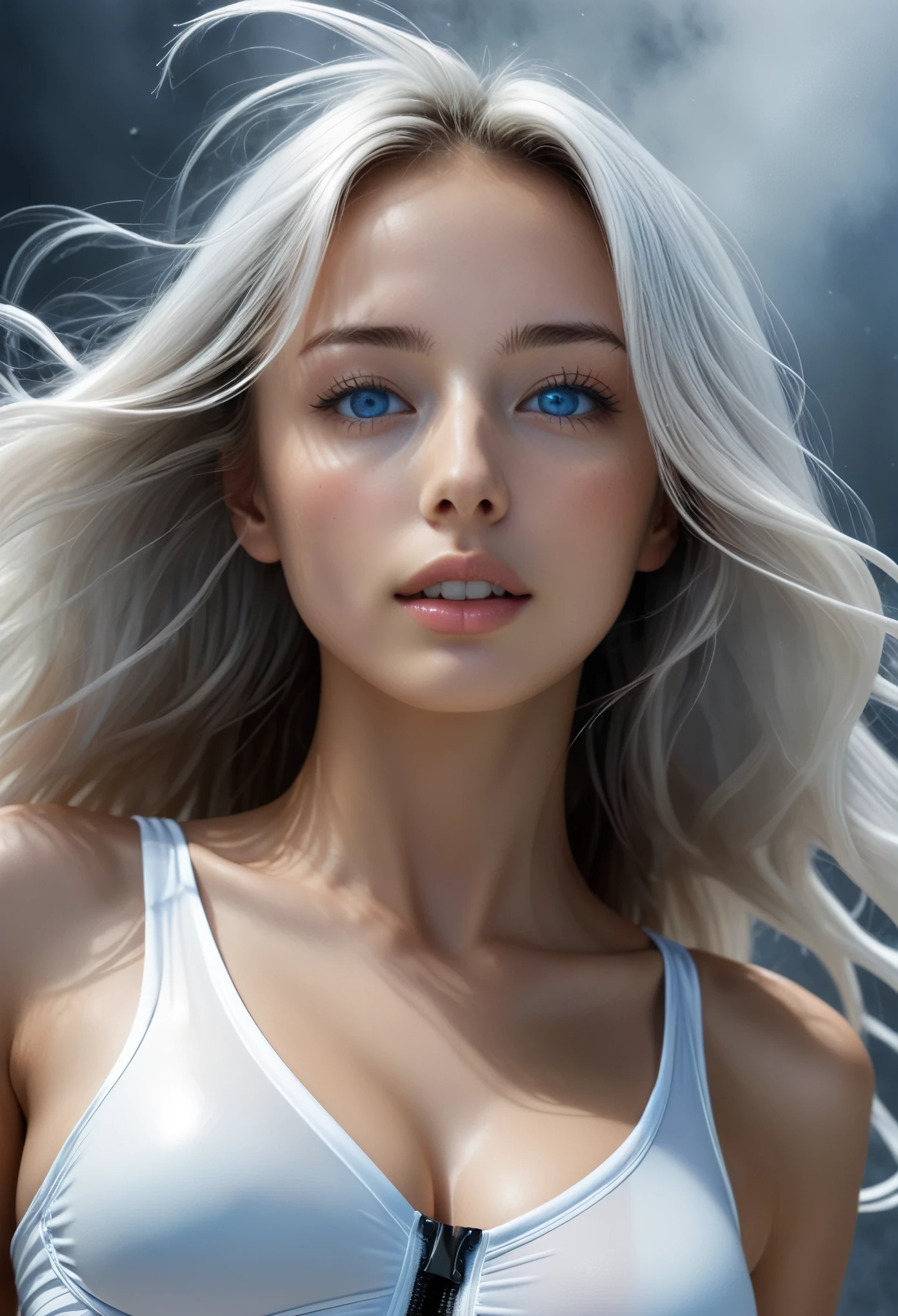 (nsfw:1.2), masterpiece, Best Quality, Realistic, Futuristic fashion art,
BREAK
beautiful young woman with blue eyes, ig model, high detail, render of april, (all body shot, wide angle, from below:1.4),
BREAK
bold exposure, (very slim waist:1.2), large breasts, (huge buttocks), cameltoe, exuding a sculptural beauty, White and beautiful Silky skin, thin and beautiful neck,
small head, Detailed face, cute and Pretty slim face, Duck mouth, perfect beautiful Tooth, arranged gray hair, shiny eyes, looking viewer,
BREAK
See-through white sports under ultra micro wear with multiple elastic white harnesses for clothing, Designed white harness, serene expression, futuristic accessories, reflective See-through surface, minimalistic beauty, wearing a technical Sneakers, advanced technology, harmonious stance, striking simplicity,
BREAK
(in a concrete, fog, mist, Realistic black Shadowv:1.9)
BREAK
(in a concrete, fog, mist, Realistic black Shadowv:1.9)