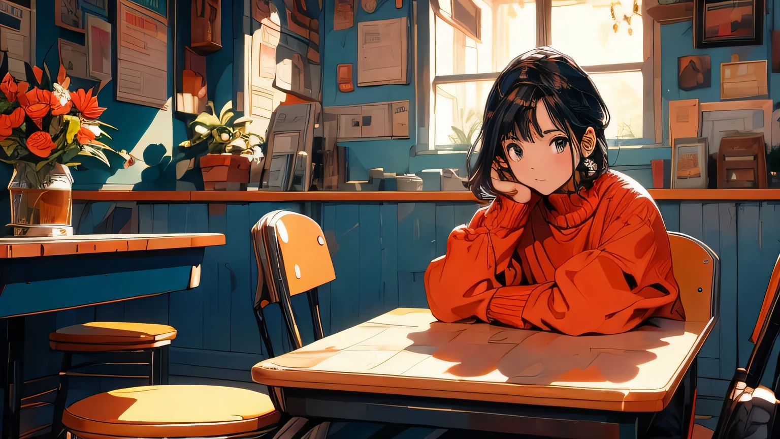 School, after school, young boy, staring into distance, elaborate face, full body, casual clothing