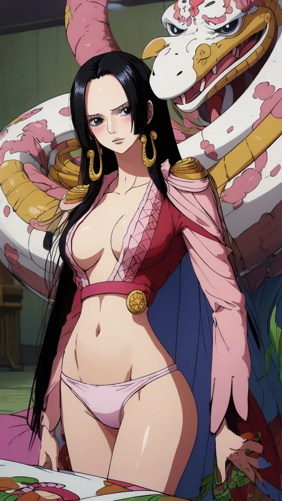 (((masterpiece))), (((highest quality))), ((Very detailed)), (Highly detailed CG illustrations), Boa Hancock,), (masterpiece:1.5), Lying on the floor,,Lying on your back,Detailed Photos,, ((Troubled expression)), (highest quality: 1.4), (One gender), Beautiful face, (Black Hair, Long Hair: 1.3), , Beautiful details in the eyes, (Realistic Skin), (((Perfect nipples))),(Upper Body),Perfect belly,belly button,Perfect breasts,((Perfect nipples)),(White panties),Beautiful Skin, Absurd, Charm, 超High resolution, High resolution, , , Cool white light, Pink soft white light, blush , ,
