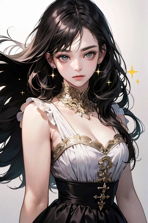 ((masterpiece, That&#39;s excellent, Very detailed, High resolution)), alone, beautiful girl, Sparkling eyes, Perfect Eyes, 15 years old, Black and white gold theme,