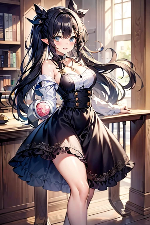 This little picture is so cute,Her figure is delicate,A slightly plump face and big eyes、Looks like a lively and cute elf。Her hair is long,Sleek black luster,Divide into two ponytails,A ribbon is tied around the braid,Very playful。
She wore a dress with lace trim,The skirt is pink or blue,There are also small floral patterns on it.,very cute。She also wears a sparkly necklace,Make the whole image more vibrant。She is holding a cartoon animal toy in her hand,She seems like a very simple person,Very naive。
She always had a gentle smile,Created a homely and comfortable atmosphere。Her movements are very light and agile.,I feel like I can jump at any time,Show your childlike fun and energy.。Her eyes were pure and bright,It has a unique charm,Hard to resist。
The whole image is very cute、refresh、Liveliness,Exude a certain innocence、Cheerfulness、Vibrant Feeling。
