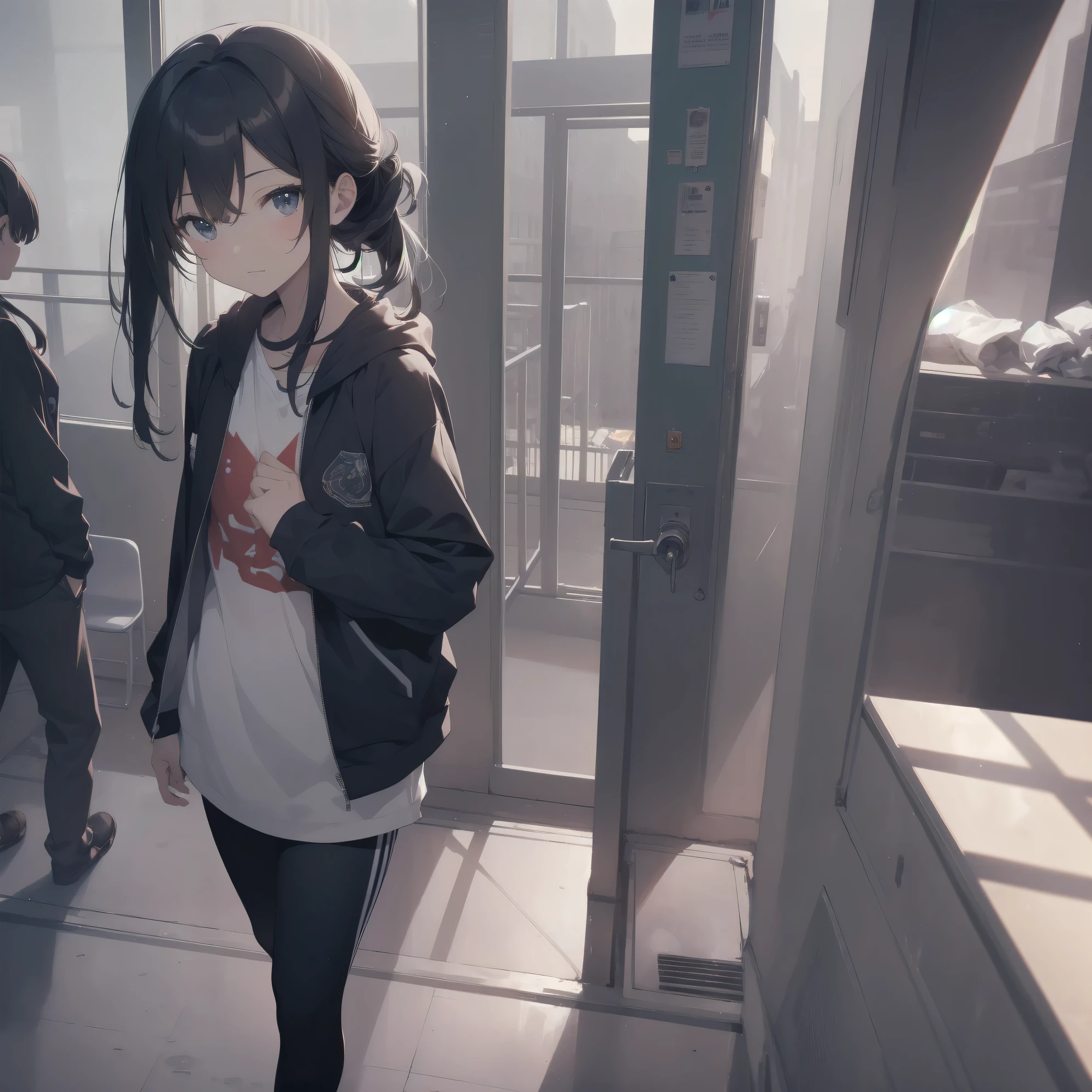 ultra-absurdres-Top quality by artist God, ultra-detailed, high resolution, anime moe artstyle, best anime 8k konachan wallpaper, pixiv contest winner,pool:2810, perfect ???????,break, 1girl, (Please draw a girl walking smily to school alone. )break,(Solo,little female, 13-year-old:1.3),Full limbs, complete fingers, (very short hair), ponytail, flat chest, , small butt, small black eyes, beautiful detailed eyes, well-proportioned iris and pupils, expressive eyes, highres detailed hair, soft expression, school_gym uniform, official_alternate_costume, short gym shorts,(Detailed Lighting), (Detailed background), in the School commute route. break,super detailed skin, Best cinematic lighting powered by famous artist, 8k,beauty illustration,photoshop_(medium),very aesthetic,break,((artist:ixy )), artist:akinashi yuu ,artist:oyari ashito ,artist:kantoku ,