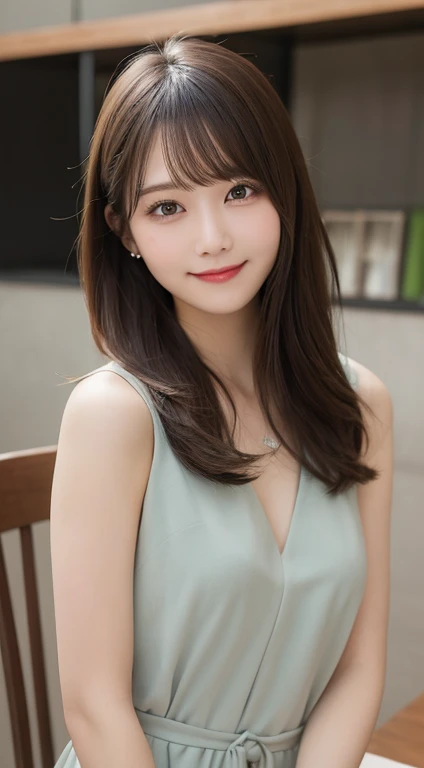 Tabletop, highest quality, figure, Very detailed, In detail, High resolution, 8k wallpaper, Perfect dynamic composition, Beautiful fine details, dress,Medium Hair, , Natural color lip, Random sexy poses,smile,Osaka,20-year-old girl,cute