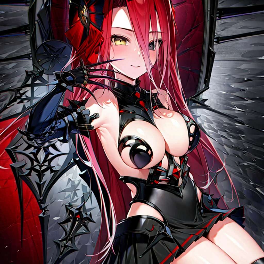 (masterpiece:1.2,best quality:1.2), 1 girl, alone, Detailed golden left eye, Right eye turns black,