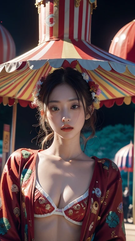Circus girl、Avant-garde、Innovative fashion、Mika Ninagawa's worldview、Film lighting、detailed、Masterpiece、A world without common sense、New World、Different world