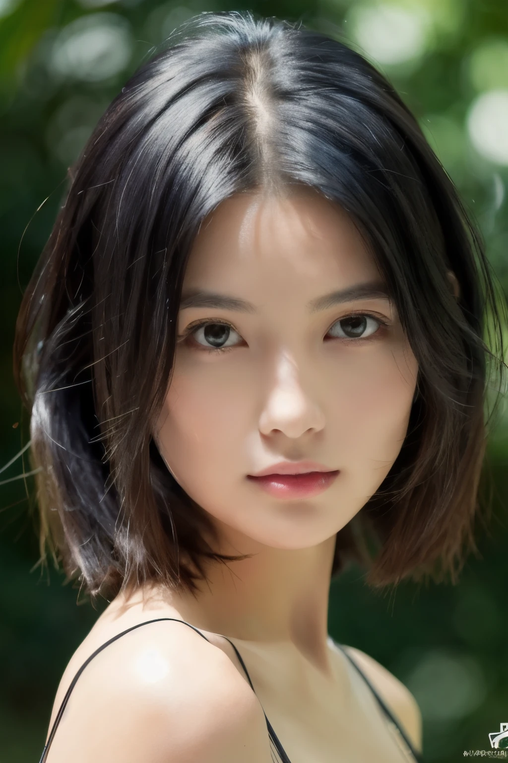 , Long wind [bluish-black:.3] hair,I look at the viewer, (masterpiece:1.3), (8K, photorealistic, raw photo, Best quality: 1.4), Japanese, (1 girl), Beautiful face, (realistic face), (black hair, short hair:1.3), beautiful hairstyle, realistic eyes, Beautiful detailed eyes, (realistic skin), beautiful skin, attractive, ultra high resolution, ultra realistic, very detailed, golden ratio,