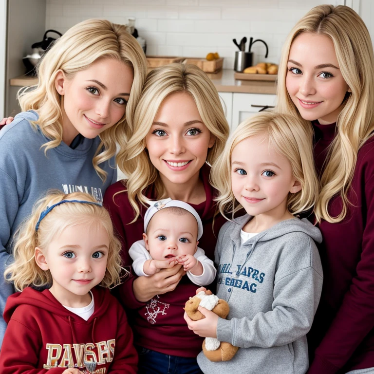 4 blonde Jewish girls, , in sweatshirts. focus on characters