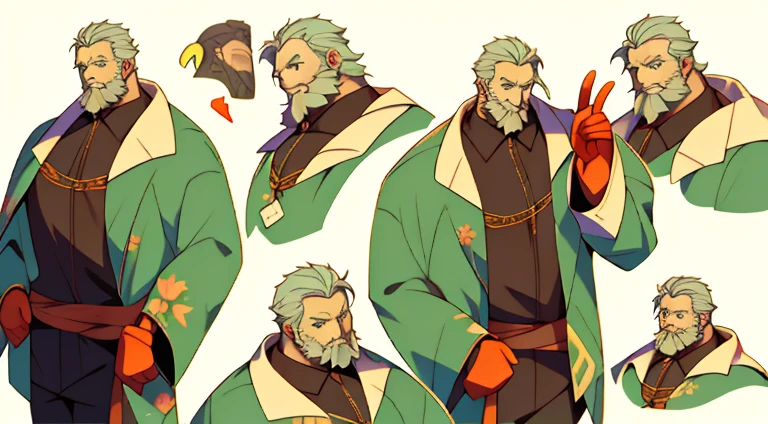 Cheat sheet of an old cute fat senior citizen, cabelo branco curto e olhos azuis, sorridente, ((obra de arte)),(((melhor qualidade))),(ficha de design de personagem,mesmo personagem,frente,lado,voltar) despido de roupas e Cueca box, rosto detalhado, Cabelo detalhado, arte conceitual, character arte conceitual, Character Outline, reference sheet, ficha de personagem