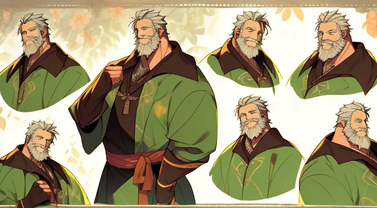 Cheat sheet of an old cute fat senior citizen, cabelo branco curto e olhos azuis, sorridente, ((obra de arte)),(((melhor qualidade))),(ficha de design de personagem,mesmo personagem,frente,lado,voltar) despido de roupas e Cueca box, rosto detalhado, Cabelo detalhado, arte conceitual, character arte conceitual, Character Outline, reference sheet, ficha de personagem