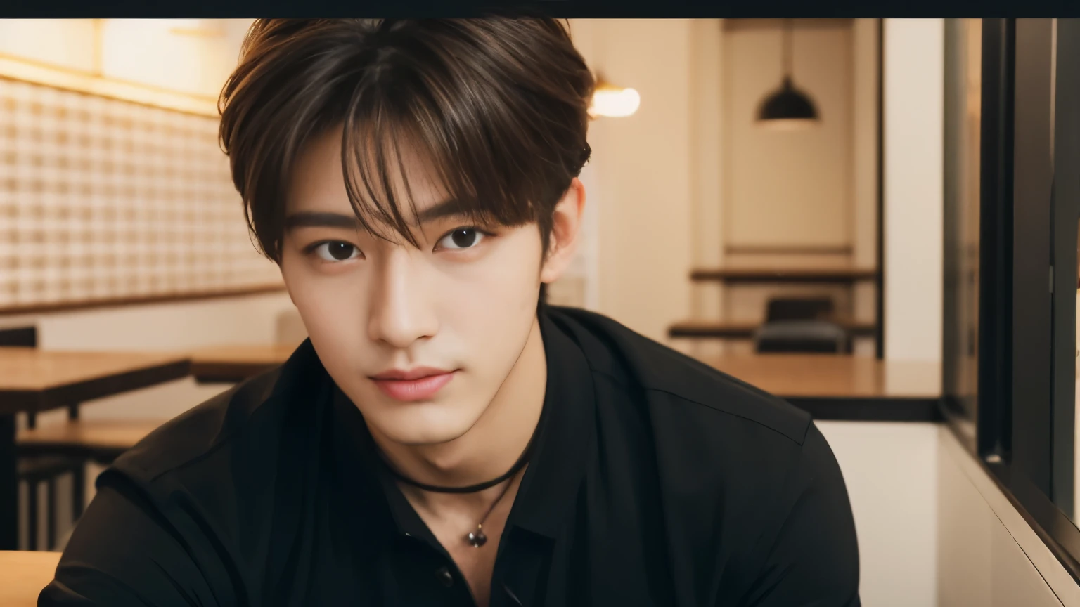 musician、A refreshing, handsome man in his 20s、（Super cool S-class boys）、Japan male, 20 years old、、Inside a stylish cafeで撮影、a handsome guy、（CG Unity 8K high resolution photo）、（Very detailedＳクラスのa handsome guy性）、（Photorealistic）、（highest quality））、Very detailed、super high quality、expensive、Audience、kind person、Very beautiful hair　Perm Hair、Bright photo、Handsome like a model、Handsome like an idol、looking at the camera、Inside a stylish cafe、Stubble